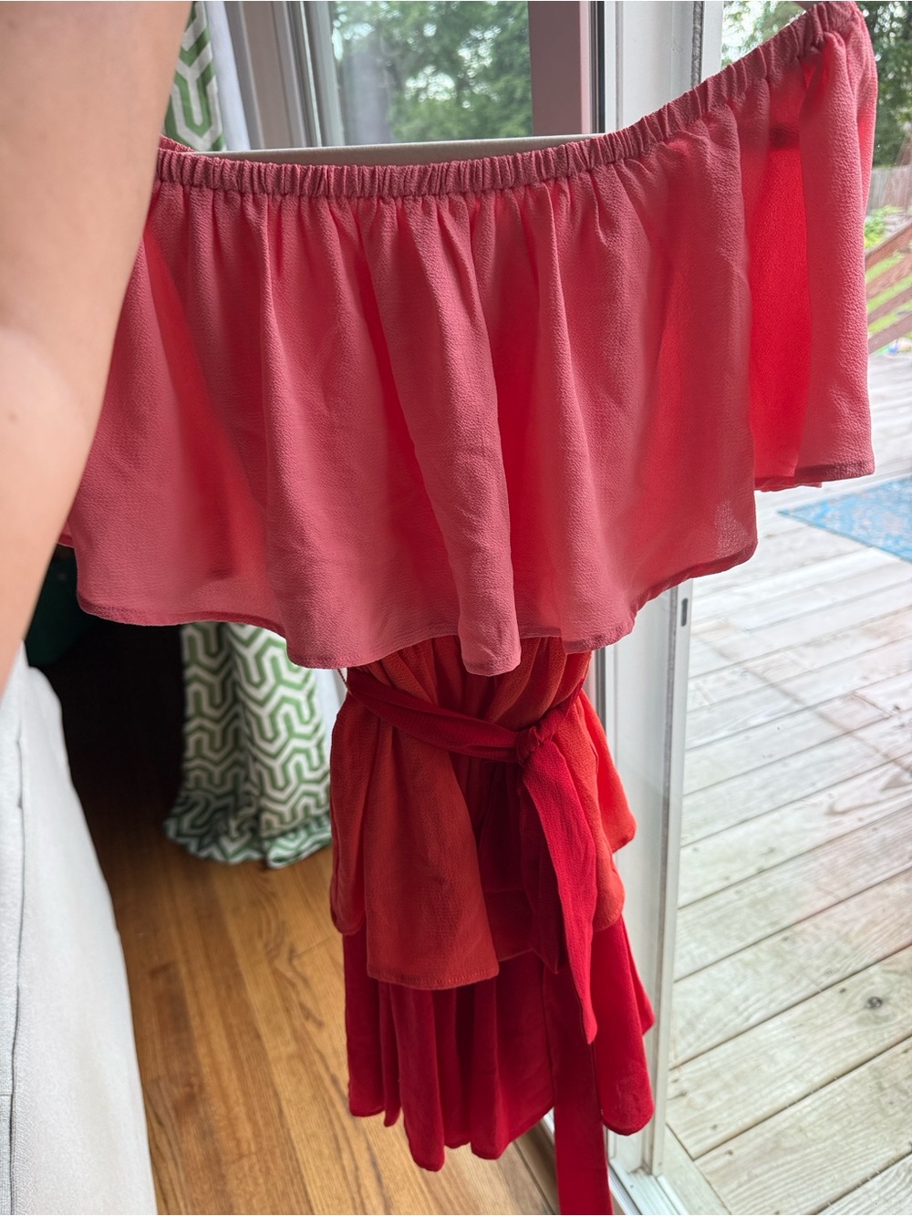 Flying Tomato - Red, Orange, Pink Off-Shoulder Mini Dress